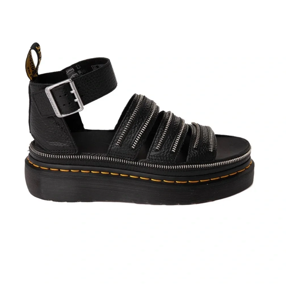 DR. MARTENS CLARISSA II QUAD HDW Sandals Black Milled Nappa New in Box